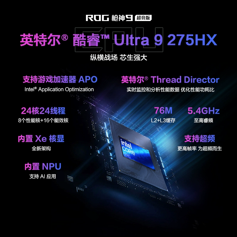 ROG枪神9 超竞版酷睿U9 275HX 16英寸2.5K MiniLED星云原画屏RTX5080显卡华硕笔记本电脑三角洲